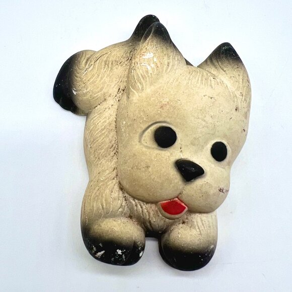 Vintage 1961 Miller Studio Chalkware Dog Plaque Wall Hanging Terrier Pup - Picture 1 of 7